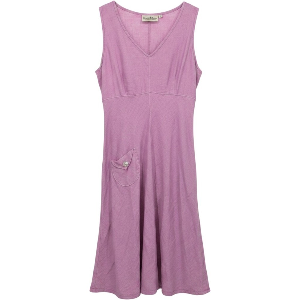 Goddess Gear Dress Women Medium Purple Organic Linen Sleeveless Pocket USA Made